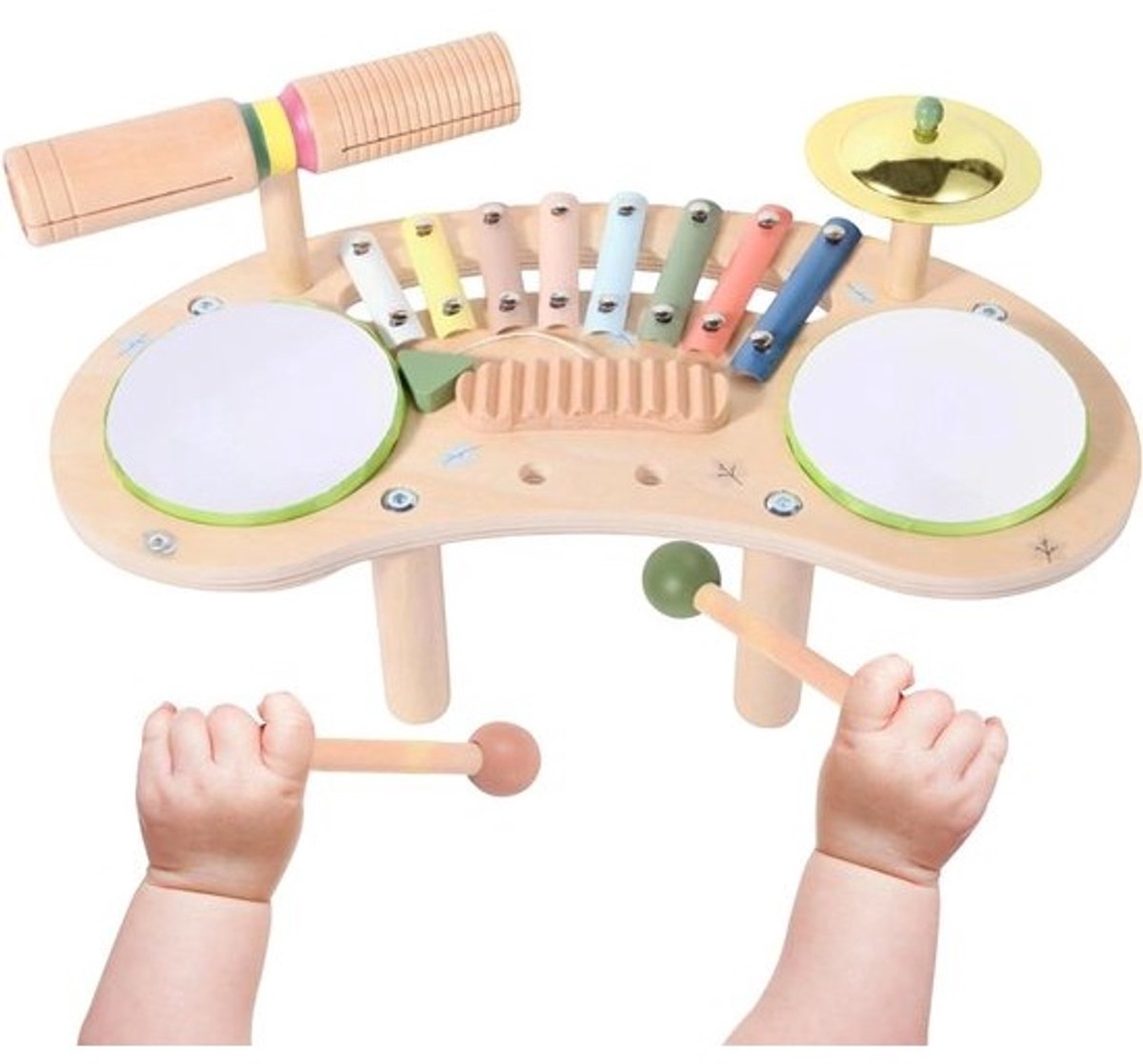 Houten speelgoed - Muziekinstrument - Muziek ontdekken - 7-in-1 ontwerp - 39.2 x 21 cm - Multicolor
