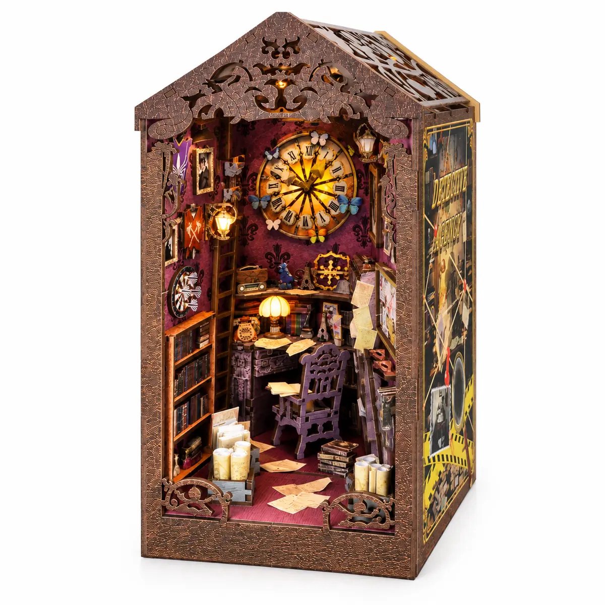 THAR Book Nook Detective Agency – DIY Miniatuur Detectiveruimte voor Boekenkast – 241 Onderdelen