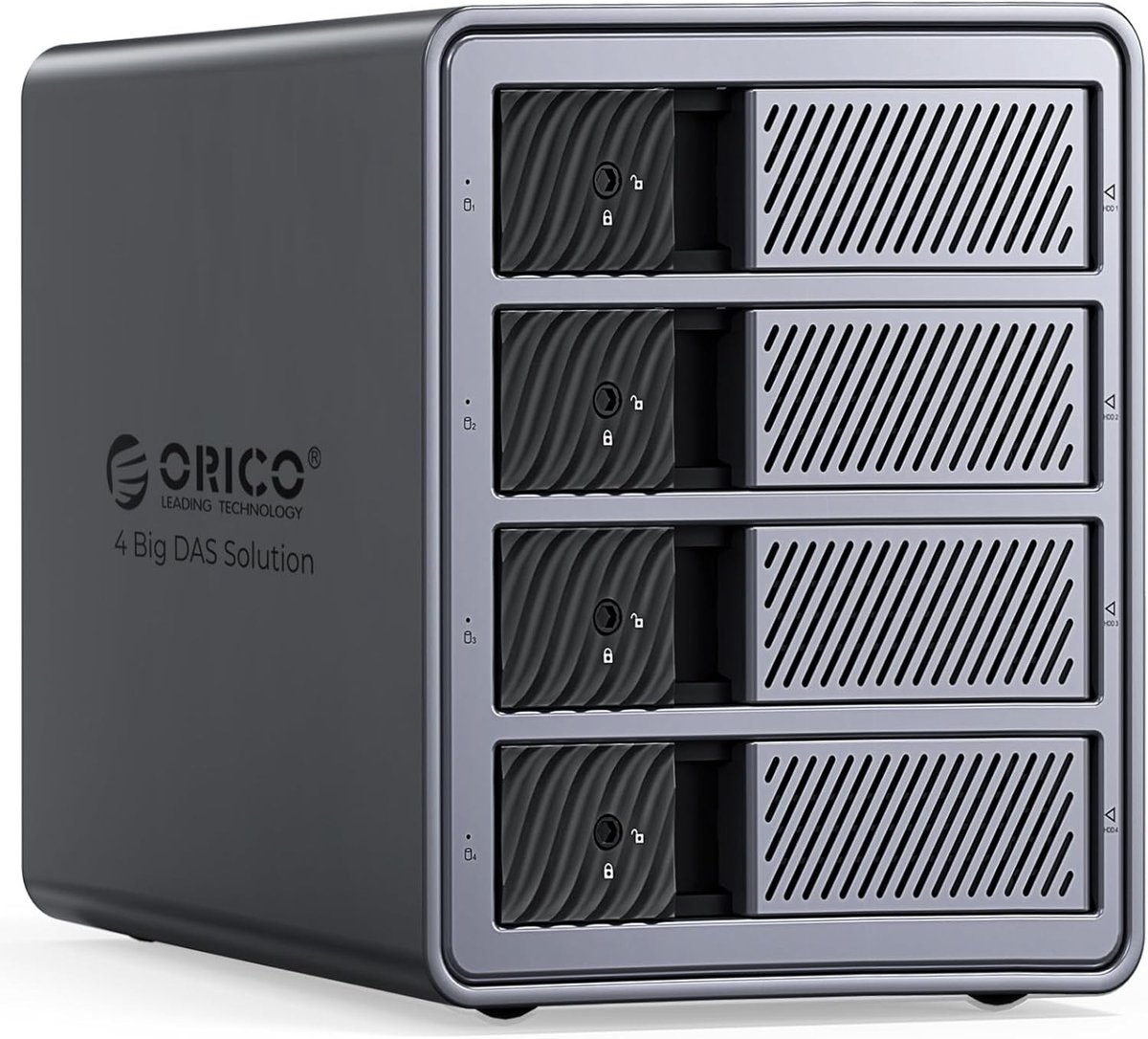 Aluminium RAID Behuizing voor 4 Hard Drives, USB 3.0 SATA Docking Station voor 3.5" HDD tot 22TB, Ondersteunt RAID 0/1/5/10 en Snelle Gegevensoverdracht