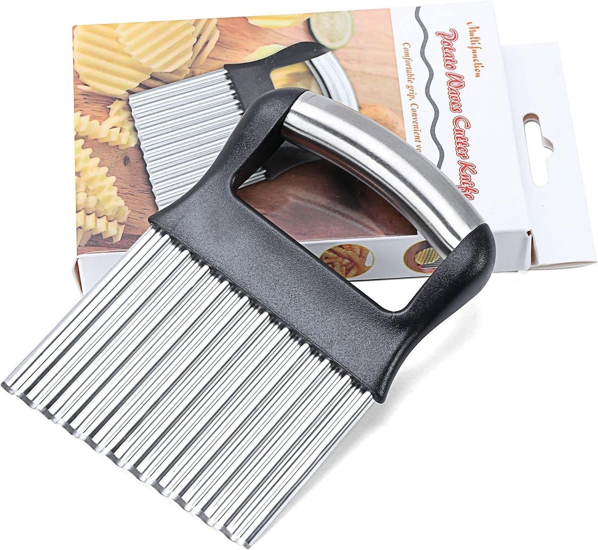 Stainless Steel Corrugated Knife for French Fries and Vegetables, Knurled Cutter for Potatoes, Cucumbers and Carrots - ShopVlot