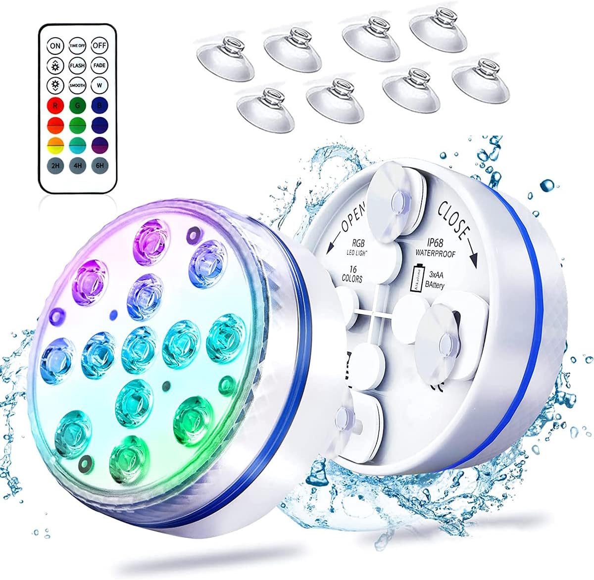 Submersible LED Pool Lights - IP68 Waterproof - 16 RGB Kleuren - Met Afstandsbediening - ShopVlot