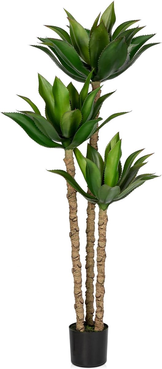 Yucca Artificial Plant, 150 cm Large with 3 Heads in Plastic Pot, Large Artificial Plant in Pot, Living Room, Bedroom - ShopVlot