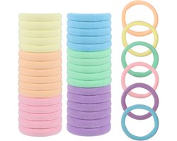 jjshund Pack of 100 Hair Bobbles in 6 Colours Without Metal, Soft Polyester Bands for Long Curly Ponytails, Women and - ShopVlot