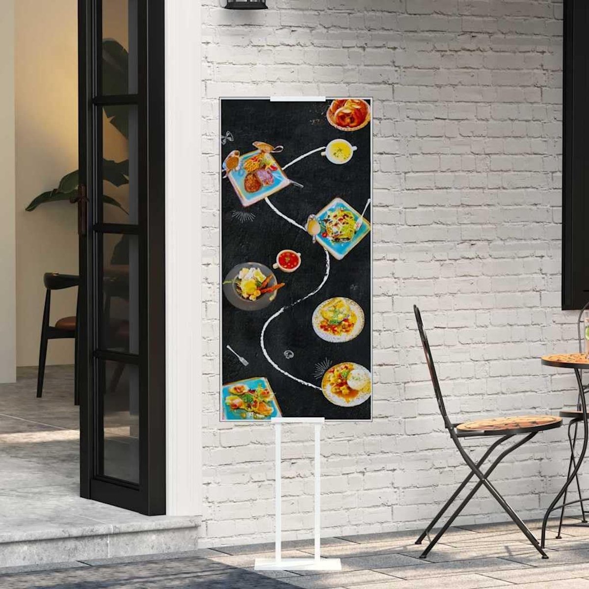 Set van 2 posterstandaard, in hoogte verstelbaar, staal, wit, 210