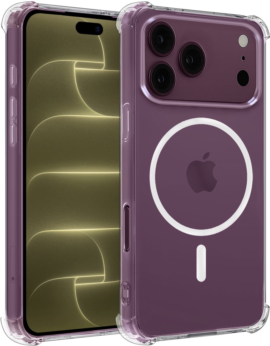 Hoesje - Geschikt voor Apple iPhone 18 Pro - Magsafe Compatible - Sterk & Shockproof - Back Cover - Shock Proof Case - Telefoon Hoes Shockproof - Telefoonhoesjes - Transparant