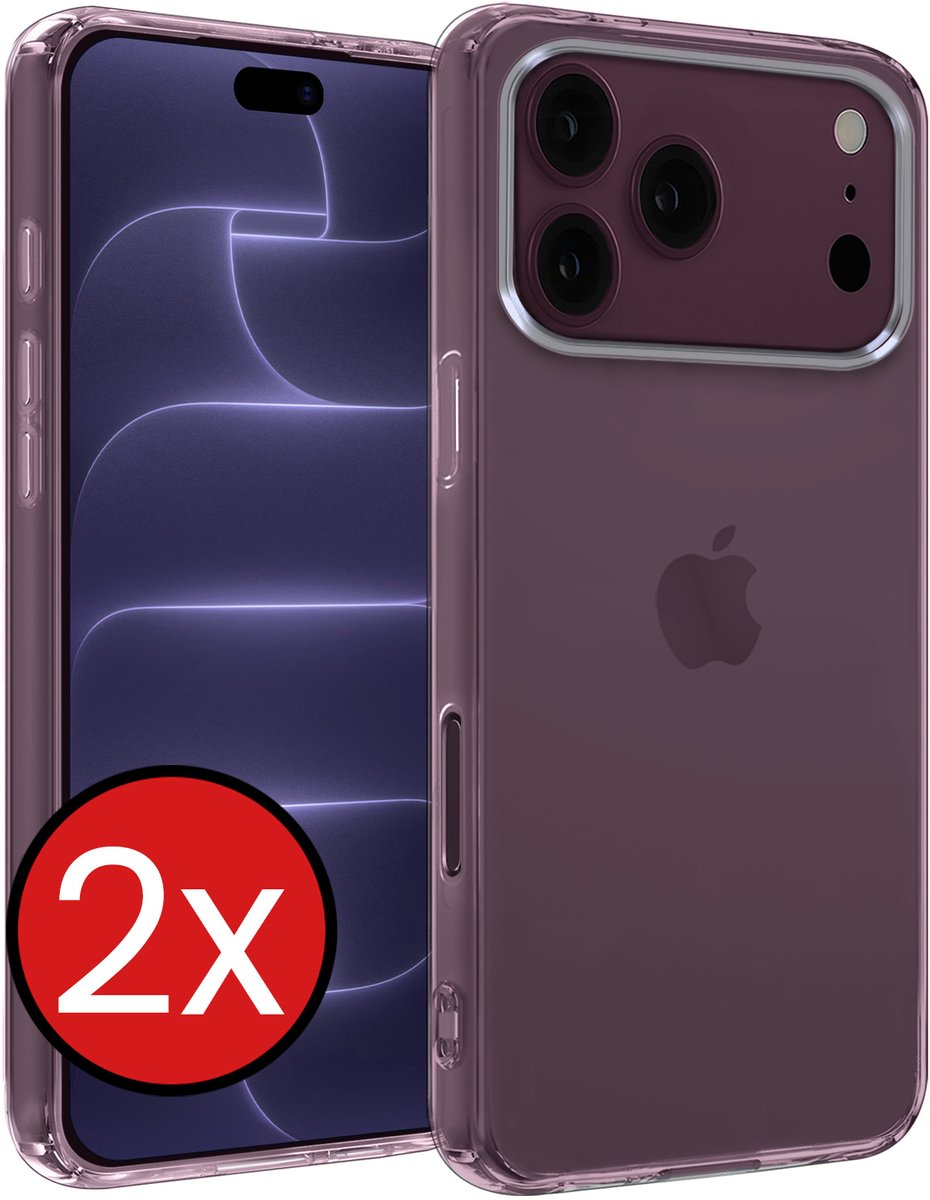 Hoesje - 2 Stuks - Geschikt voor Apple iPhone 18 Pro Max - Sterk & Shockproof - Telefoonhoes - Back Cover - Case Siliconen - Telefoon Hoes - Transparant