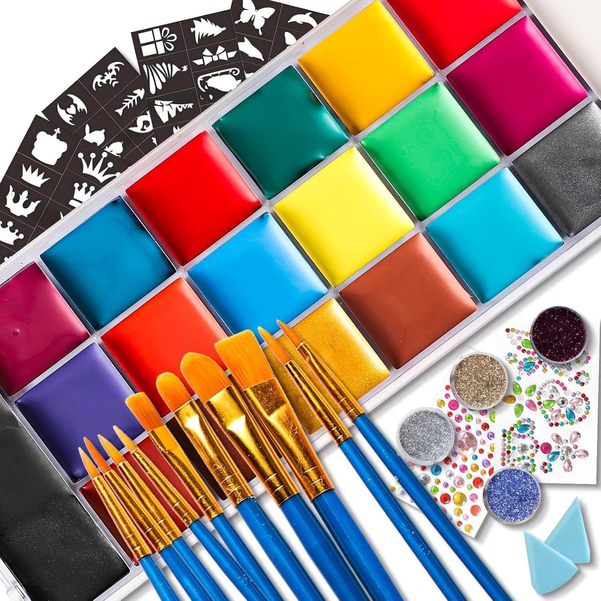 Kinderschminkset, 20 kleuren, kinderschmink, carnaval, voor kinderen en volwassenen, niet-giftige carnavalsschmink met - ShopVlot