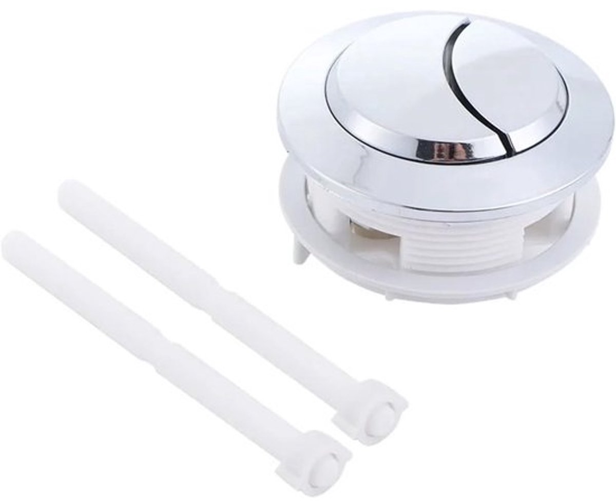Toiletspoelknop - Dubbele knop - Toiletreparatie - Universele pasvorm - 58mm gatmaat - Chroom