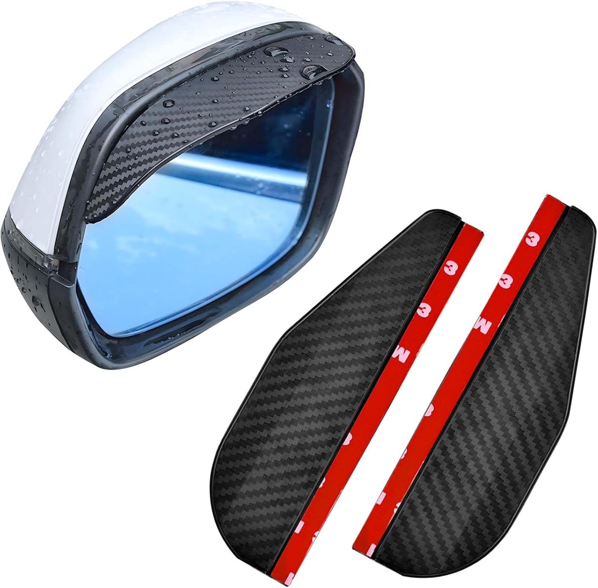1 pair car rearview mirror rain shield, car accessories General carbon fiber car rearview mirror rain shield Sun - ShopVlot