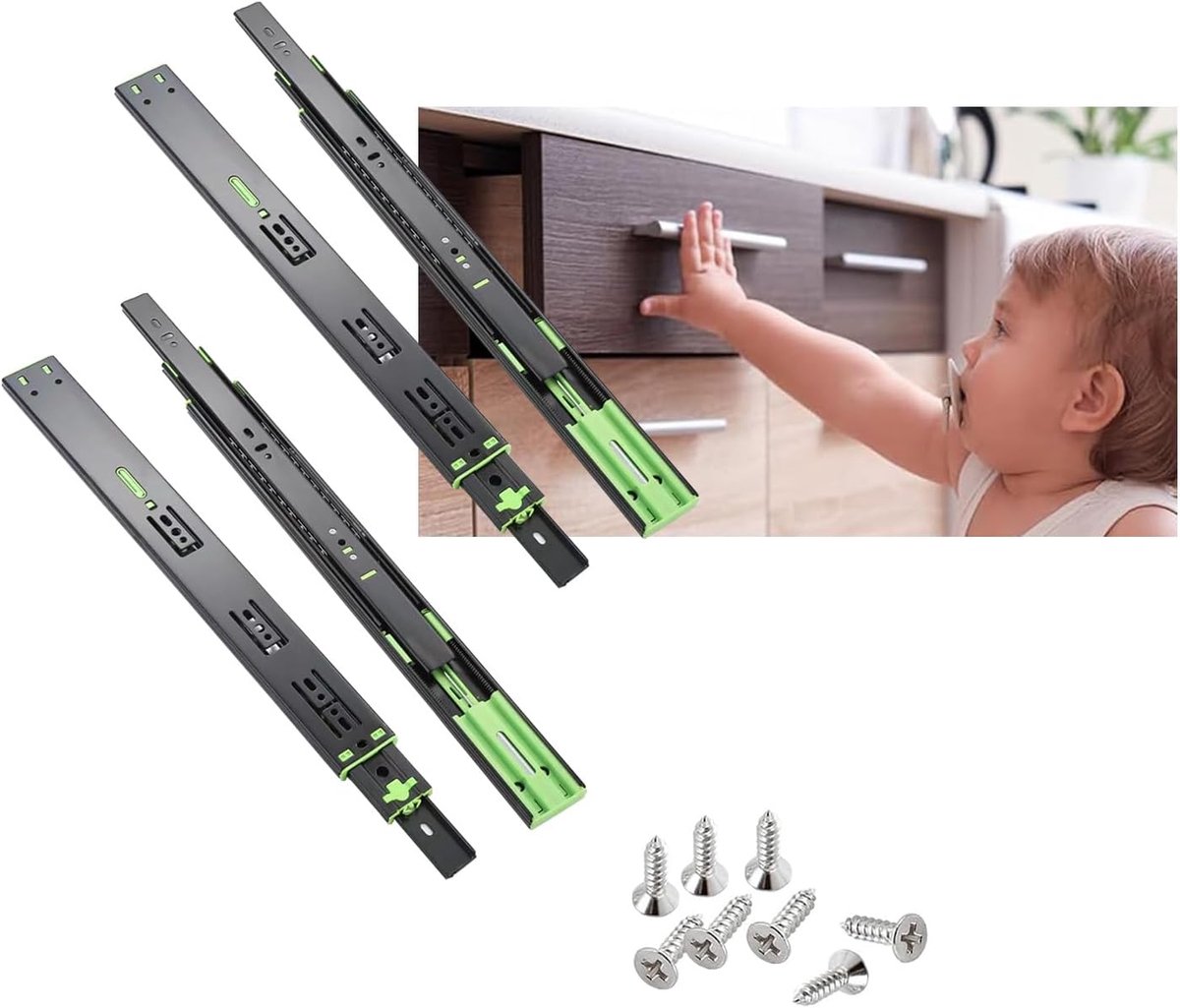 2 Pairs Soft Close Drawer Slide Guide Rail, 18 Inch Full Extension Cabinet Runner, Heavy Duty 100 Pounds Load Capacity - ShopVlot