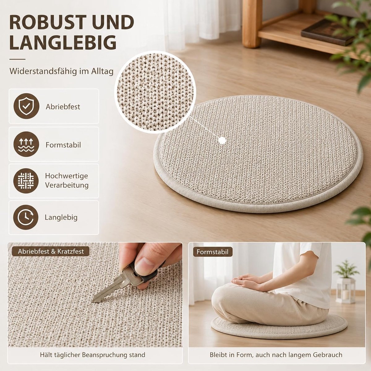 Meditatiekussen 30 cm - Bruin - Ademend materiaal - Comfortabel zitten tijdens meditatie - ShopVlot