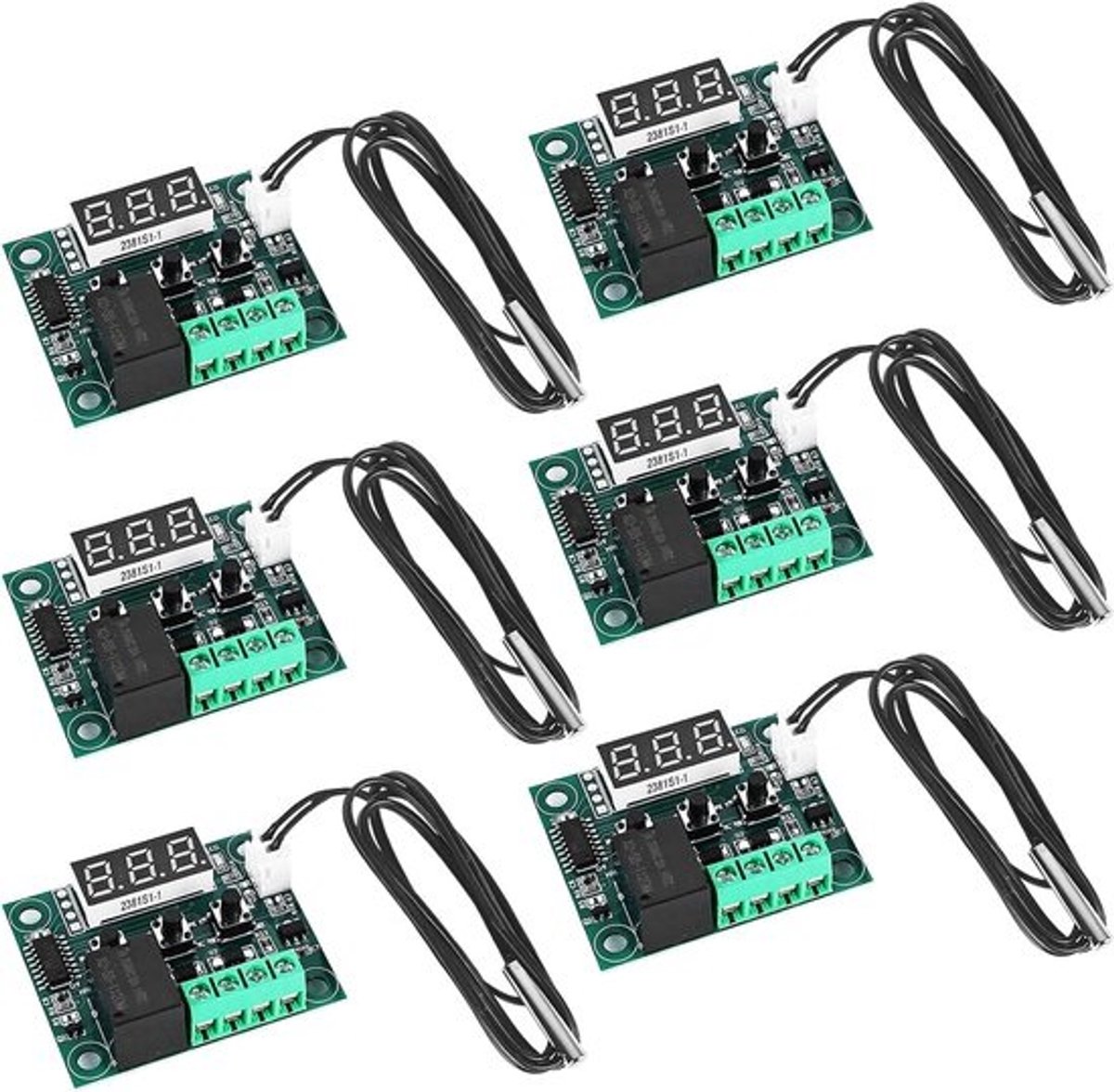 6x digitale LED-thermostaatmodule - DC 12V temperatuurregelaar -50 tot 110°C - met waterdichte sonde