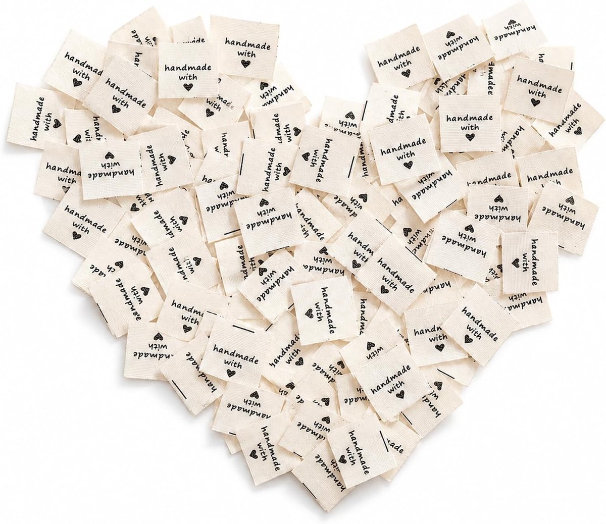 Set van 100 stoffen labels voor naaien en handwerk, ideaal voor creatievelingen en hobbyisten