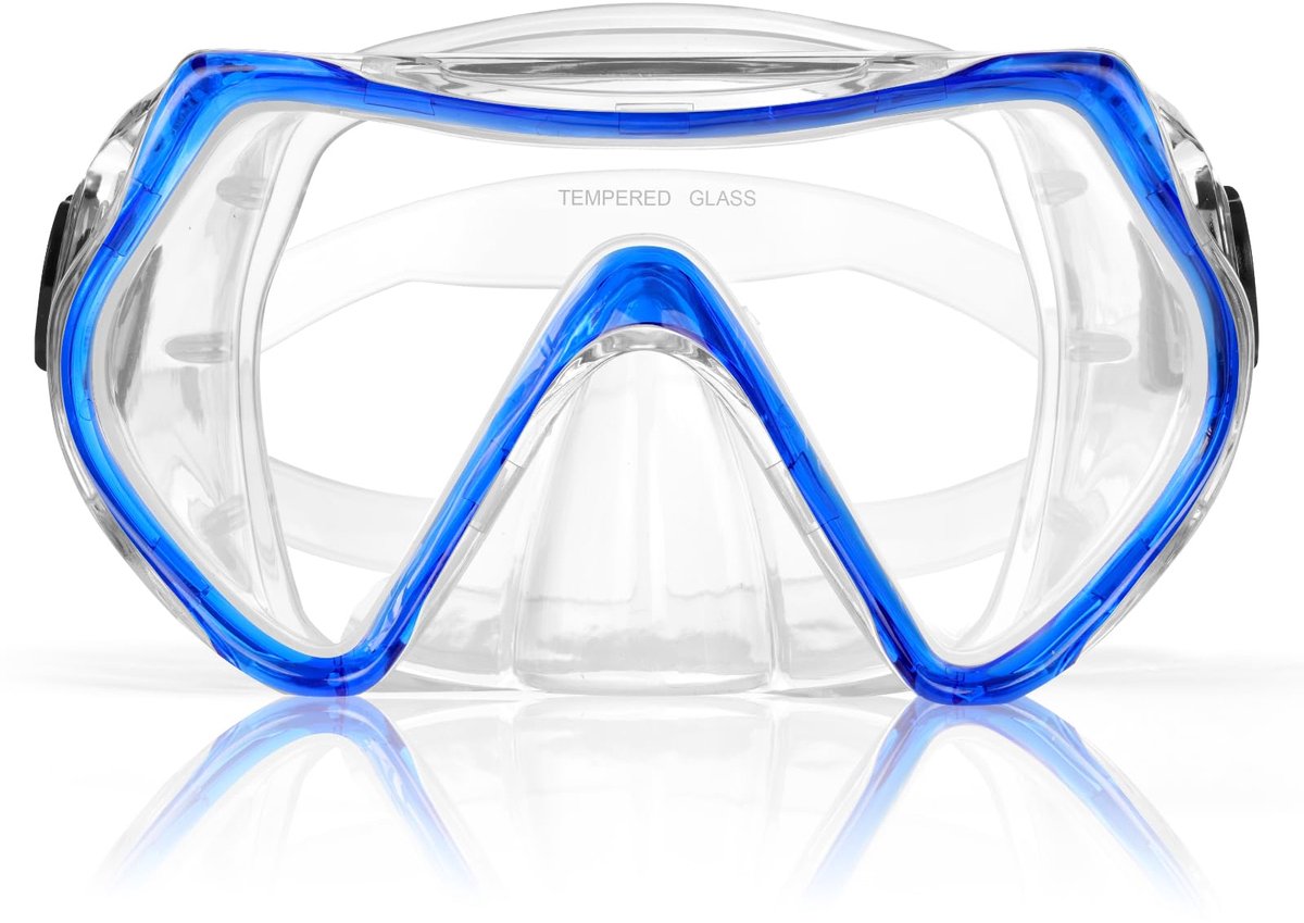AOOSA Snorkelmasker, duikmasker van gehard glas voor heren en dames, condens- en lekvrij duikbril met 180° panoramisch - ShopVlot