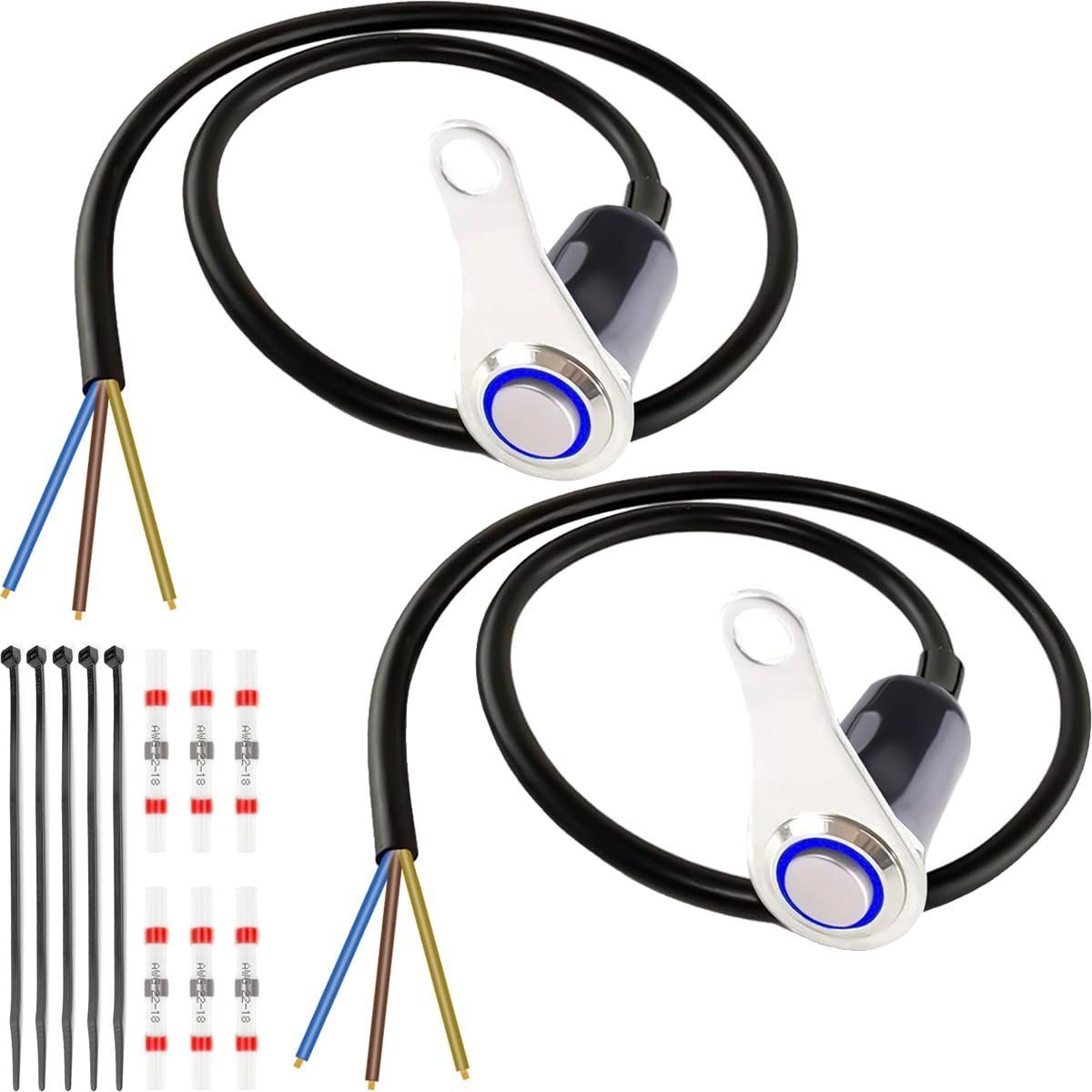 Universele motorschakelaar, 5 A/12 V, led, waterdichte schakelaar, momenteel aan/uit roestvrij staal, blauw, led - ShopVlot