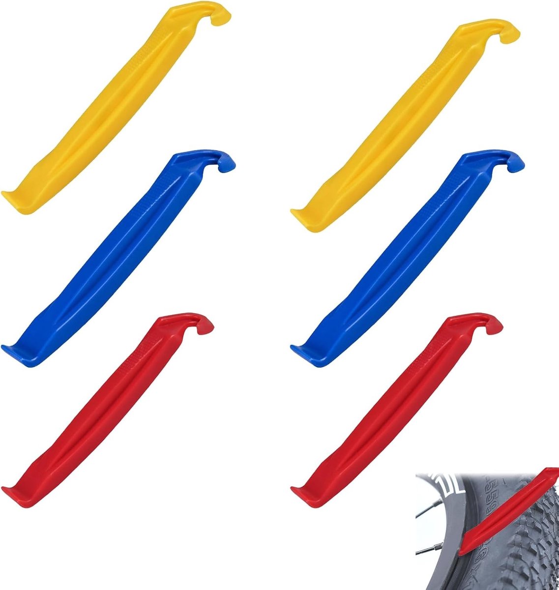 Set van 6 fietsbandenlichters - Sterk fiberglass materiaal - Universeel voor MTB en racefiets - Ergonomisch ontwerp - Compacte maat - Bescherming van wielen en eenvoudig gebruik