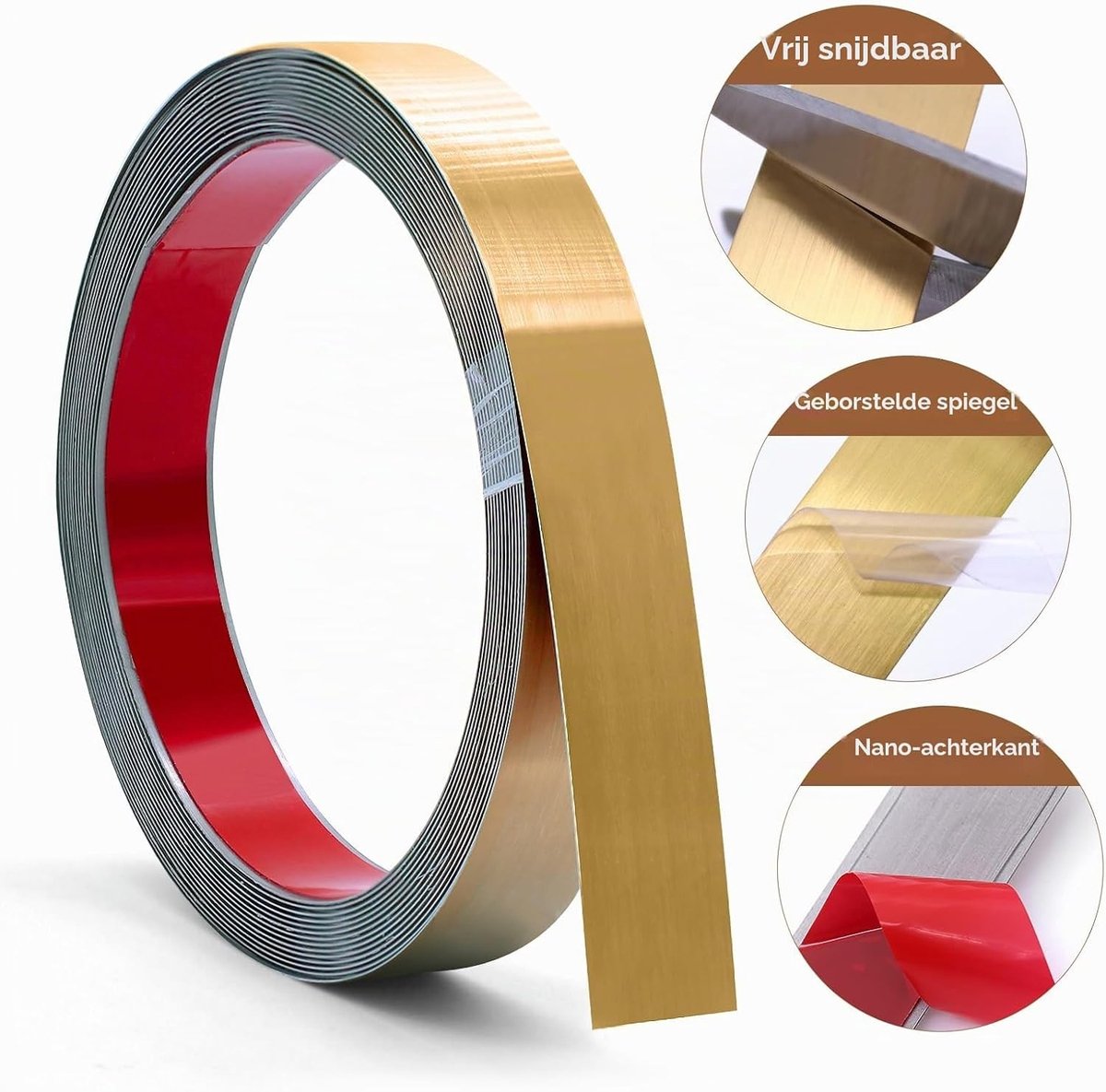 Decoratieve Zelfklevende Strip in Goud, Metalen Tape voor Spiegelramen, 6m×20mm, Ideaal voor Interieurdecoratie en Verbetering van Meubels