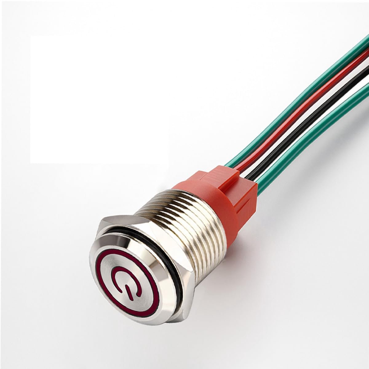 GUUZI 12V-24V / 15A Locking Push Button NO Waterproof Red LED Lamp Illuminated 19mm Metal Start Button with Power - ShopVlot