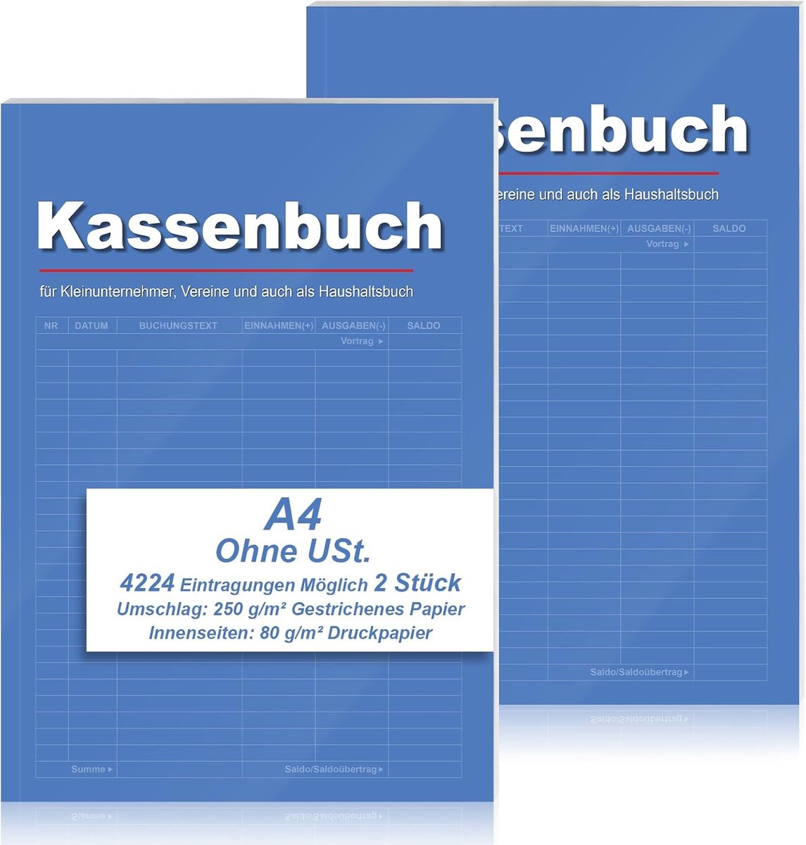 2 pieces cash book A4 over 2100 entries cash book small entrepreneur 32 sheets cash book without VAT for association - ShopVlot