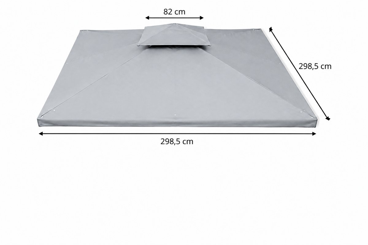 Universeel vervangdak voor Tuinpaviljoen 3x3 m - Partytent Dakdoek - Grey Dawn - Waterdicht PVC Gecoat - Graciosa