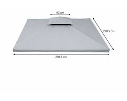 Universeel vervangdak voor Tuinpaviljoen 3x3 m - Partytent Dakdoek - Grey Dawn - Waterdicht PVC Gecoat - Graciosa