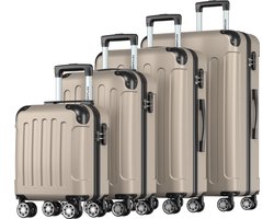 TRVLMORE Kofferset - 4-Delig - 24L Underseat, 38L Handbagage + 70L en 110L Ruimbagage - Lichtgewicht - Trolley - Reiskoffer Set - Champagne
