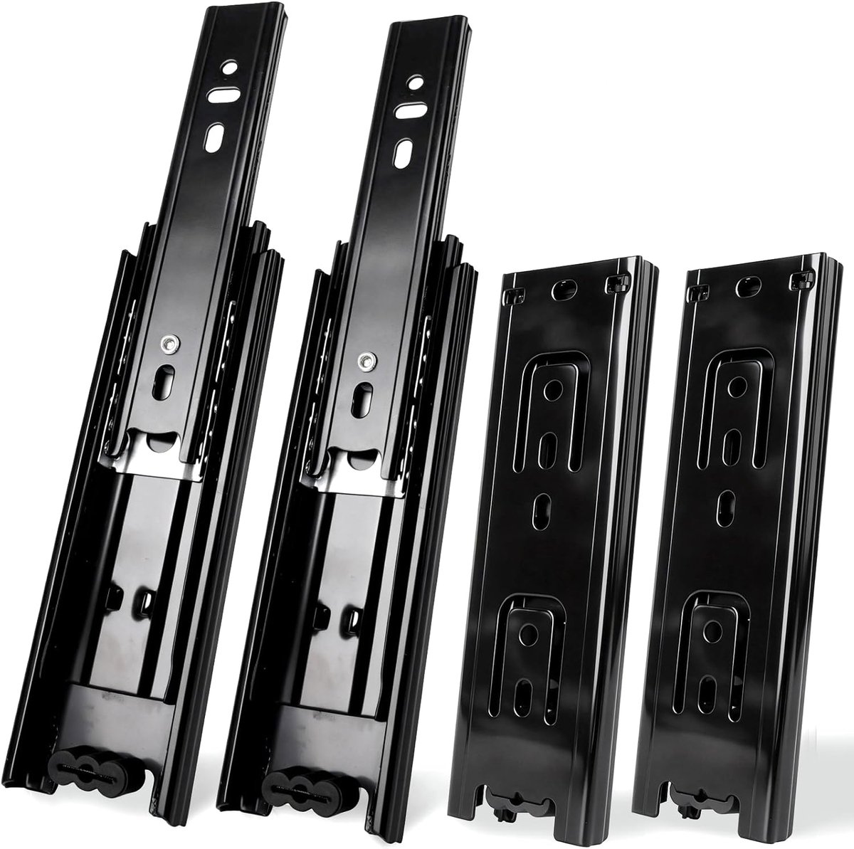 4 stuks laderails, 200 mm schuiflades, 3-vouw telescopische uittrekbare lade, ladescharnieren, volledig uittrekbaar - ShopVlot