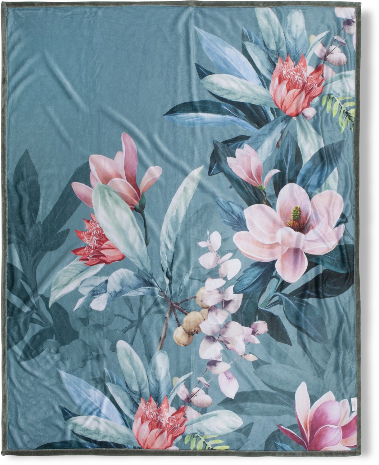 Descanso plaid bloemen - 130x160 cm - Groen - 100% Polyester velours Green