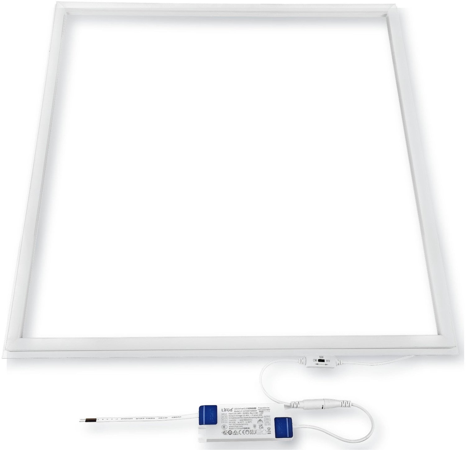 Tsong LED Lijstpaneel 60x60 cm 3CCT - 36W - 3600 lm - Lichtkleur instelbaar 3000K/4000K/6000K - CRI80 - 230V Instelbaar (CCT)