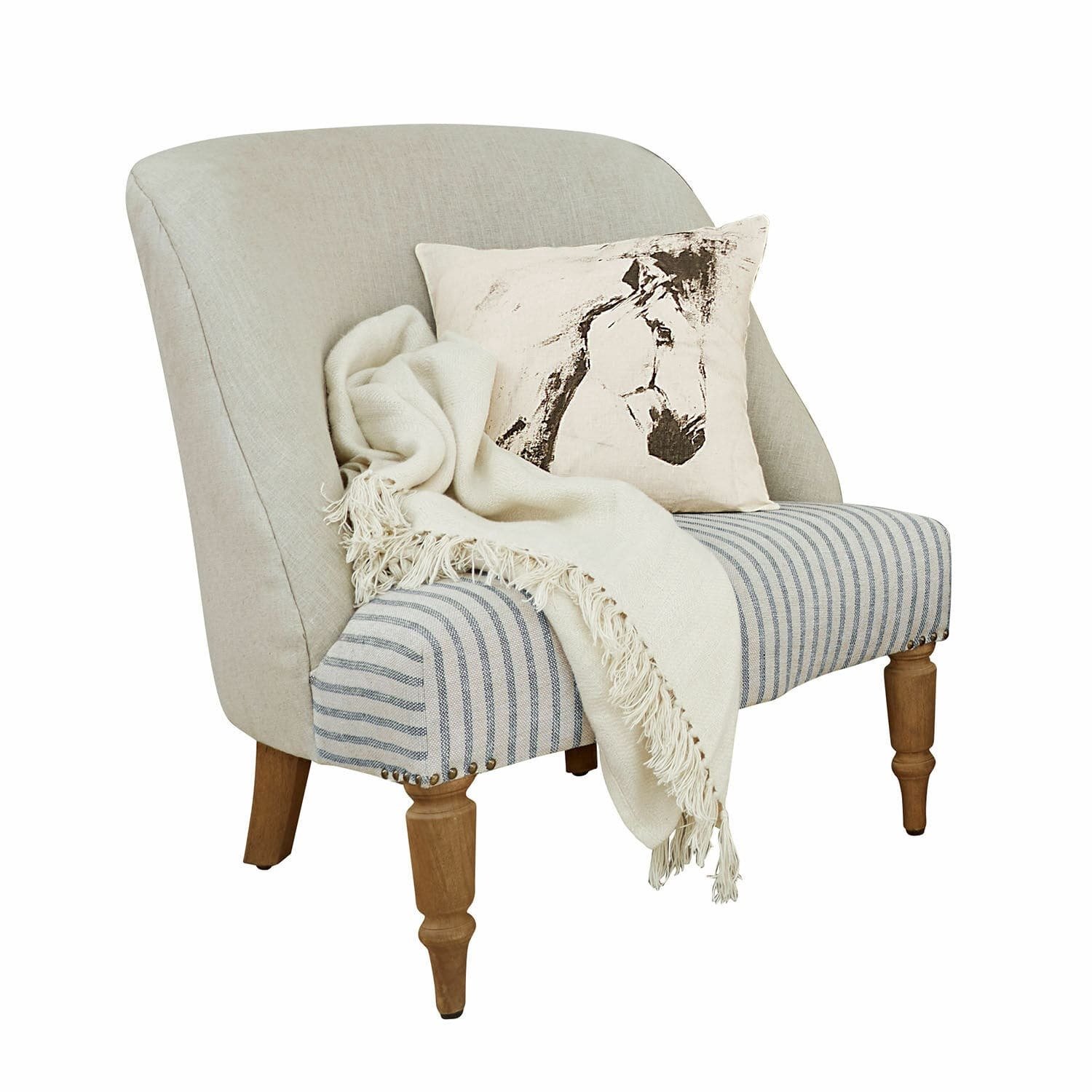 Loberon Leunstoel Maplewood beige/grijs