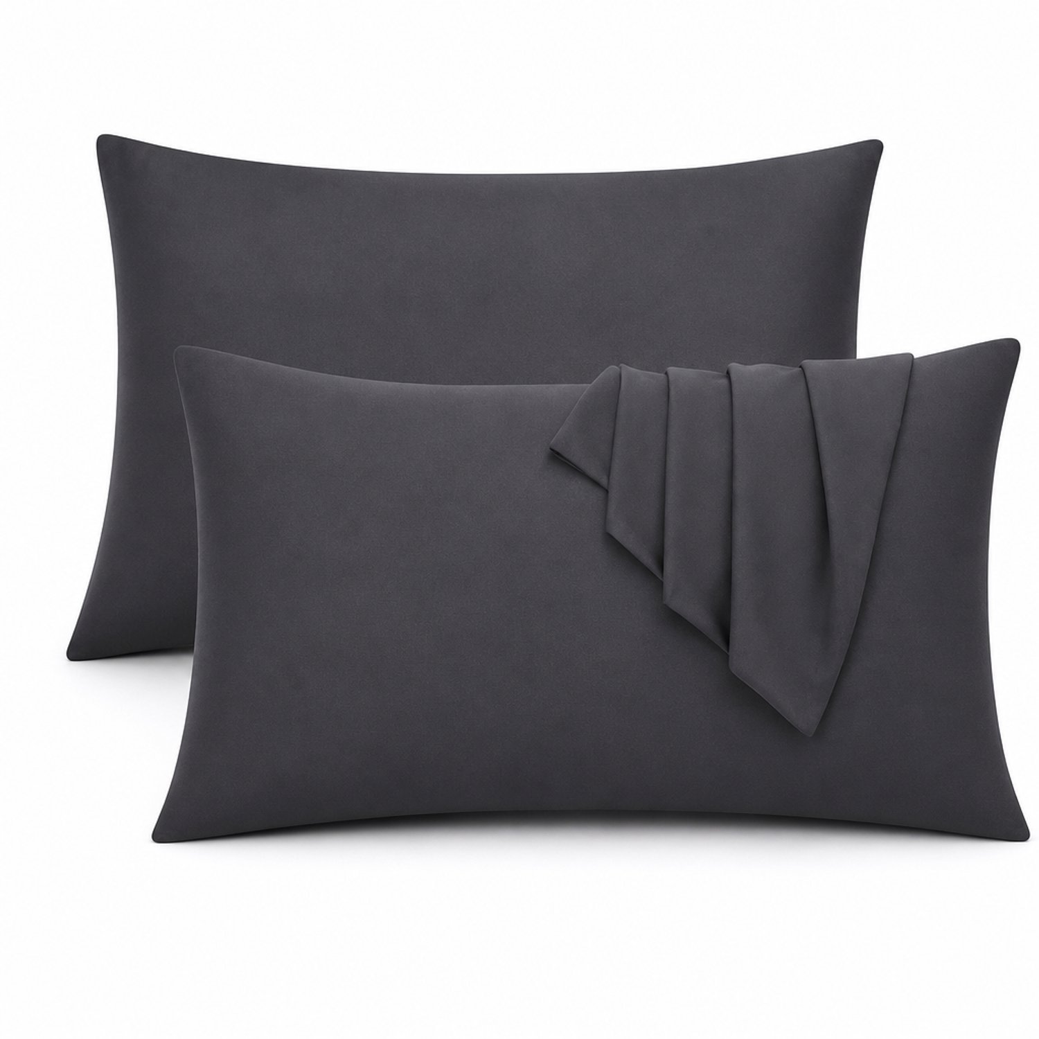 Softica Kussensloop - Antraciet - 40x80 cm - Microvezel - Set van 2 - Ritssluiting