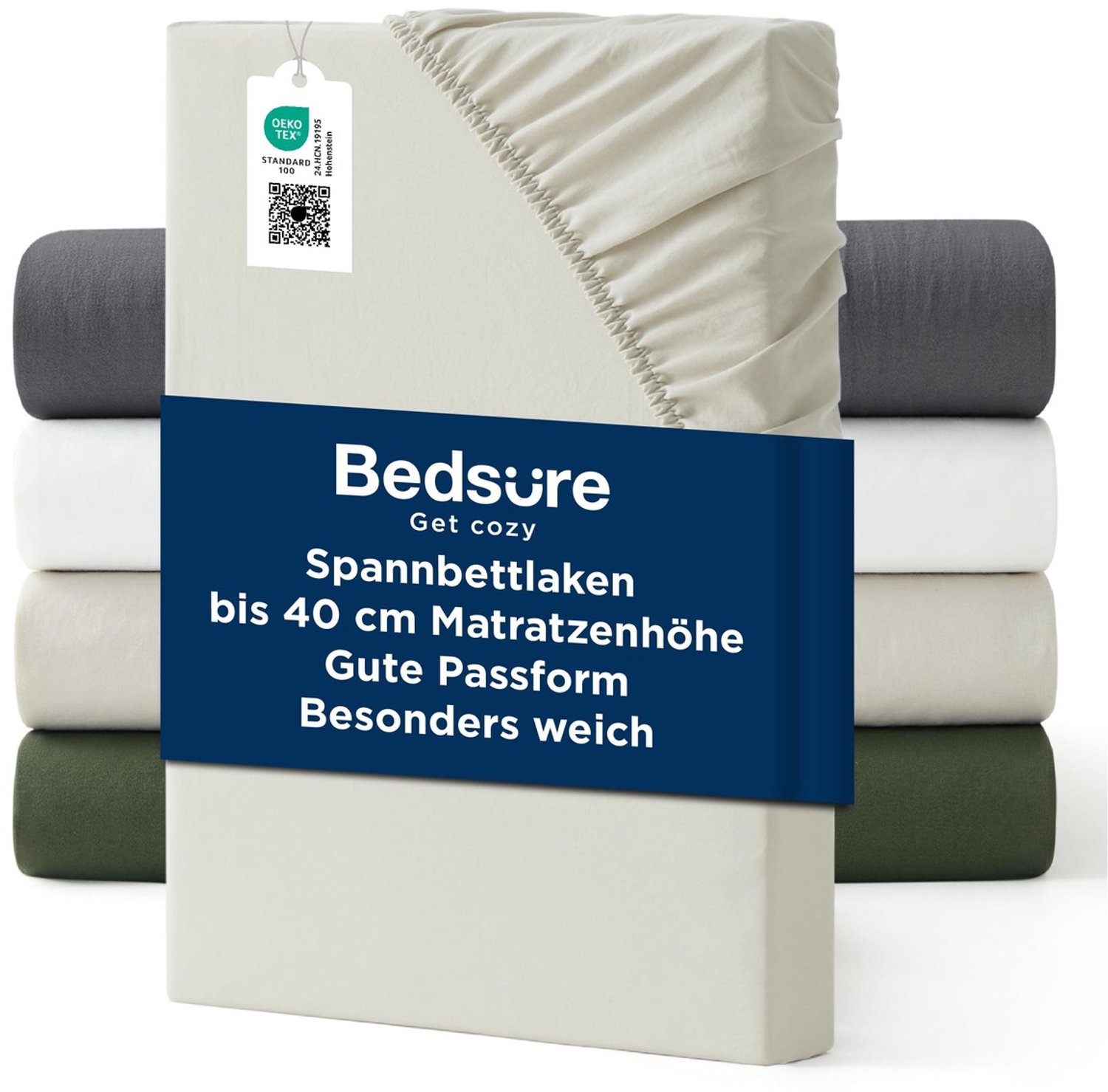 Duraxl Hoeslaken - Extra diep 40 cm - Polyester - Beige - 180 x 200 cm