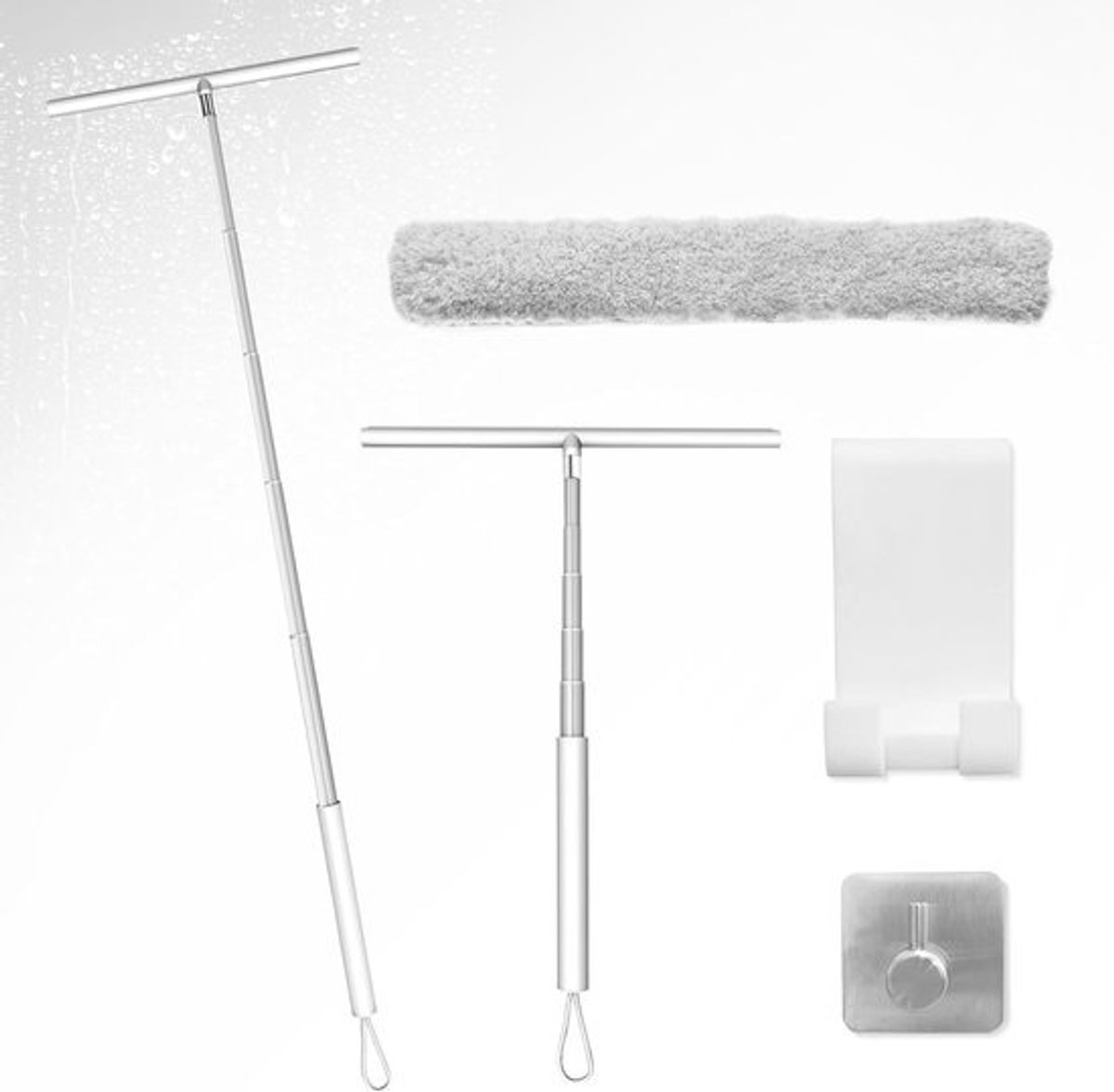 Douchewisser - 29,5-120 cm - Siliconen trekker - Houder zonder boren - Badwisser - Raamtrekker