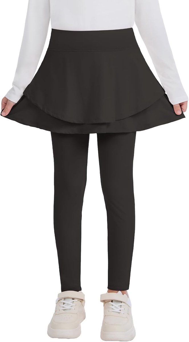 Leggings met rok, stretch, thermische leggings met ruches, 4-14 jaar/105-165 cm, ballet, tutu lange broek, warme tennisrok, panty