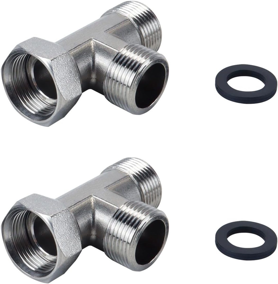 Zalati 2 stuks 304 roestvrij staal 3-weg rechts flexibele beweegbare T-stukconnector 3 4 inch mannelijke BSP T-fitting wartelmoer buis voor sproeier hoekklep slang wandgemonteerde kraan