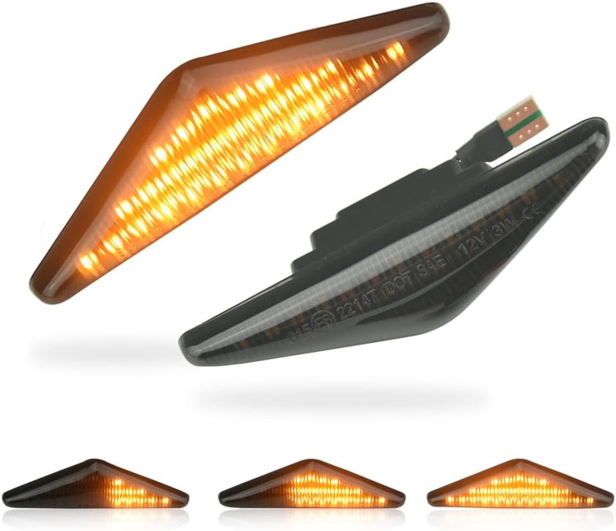 Led-zijmarkering, knipperlicht, sequentieel, Compatibel met For-d Foc-us MK1 1998-2004, model Europa, Compatibel met F-ord Mo-ndeo MK3 2000-2007 2e generatie-Zwart