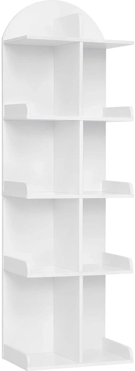 Klarven Boekenkast Wit - Ruimtebesparende Boekenkast - Boekenkast Kind - Boekenkast Kinderkamer - Boekenkastje - Bookcase - 10 Open Vakken op 5 Niveaus, Stabiel en Ruimtebesparend - B40xh126xd24cm