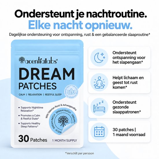 Acentialabs Slaappatches voor Nachtrust & Ontspanning – Valeriaan, Ashwagandha, L-Theanine & Hop – 30 Stuks — afbeelding 2