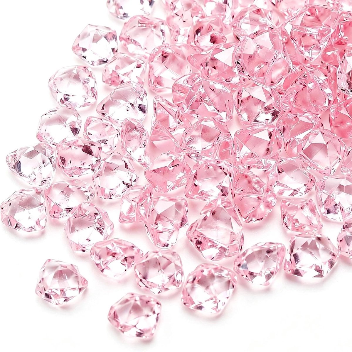 600 stuks 11 x 14 mm acryl decoratieve diamanten, kristallen stenen, roze