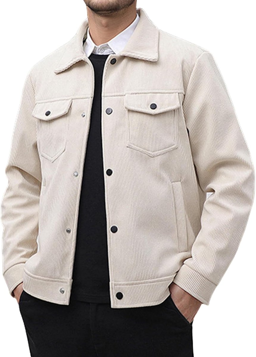 Heren corduroy hemd button down dunne jas heren