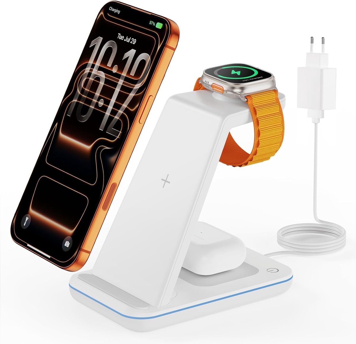 3-in-1 Draadloze Oplader voor iPhone, Apple Watch en AirPods - Snelle en Efficiënte Oplaadstation voor Thuis en Op Kantoor