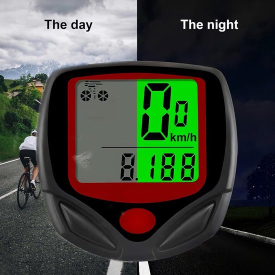 Draadloze fietssnelheidsmeter, LCD-scherm, snelheidssensor, zwart van Merkloos — afbeelding 4