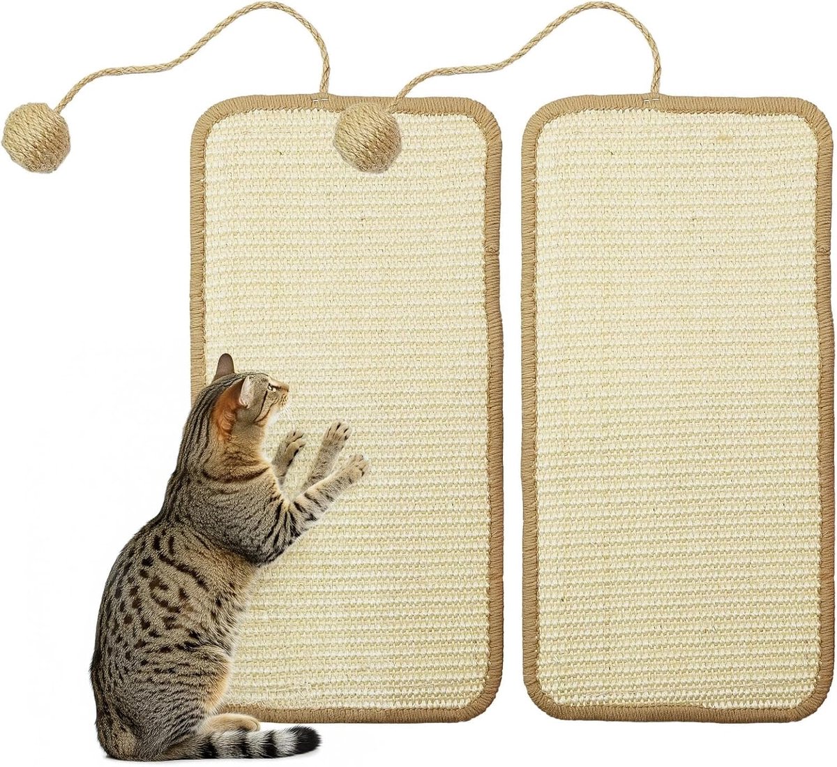 2 stuks krabmat kat met bal, 20 × 40 cm krabplank muur