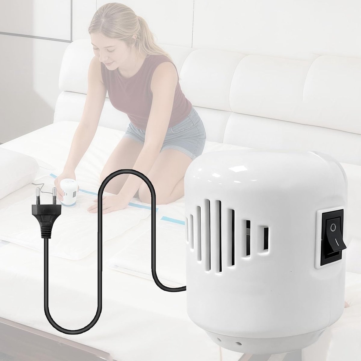 Elektrische vacuümpomp, vacuümpomp voor vacuümzakken, krachtige zeer efficiënte elektrische pomp voor vacuümzakken, kleding, draagbare luchtpomp voor vacuümzakken, ideaal voor reizen