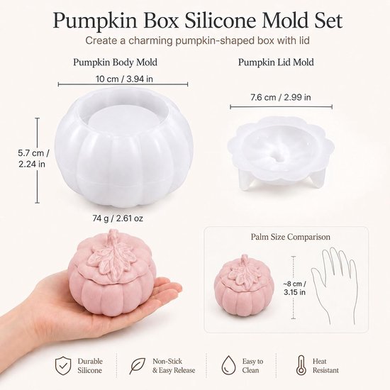 2 stuks pompoen siliconen mal Halloween decoratie hars — afbeelding 2
