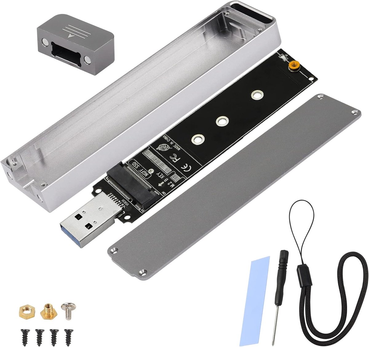 CERRXIAN M.2 B Key SATA SSD Enclosure Adapter Aluminum Type A USB 3.0 NGFF External Hard Drive Enclosure for SSD Size - ShopVlot