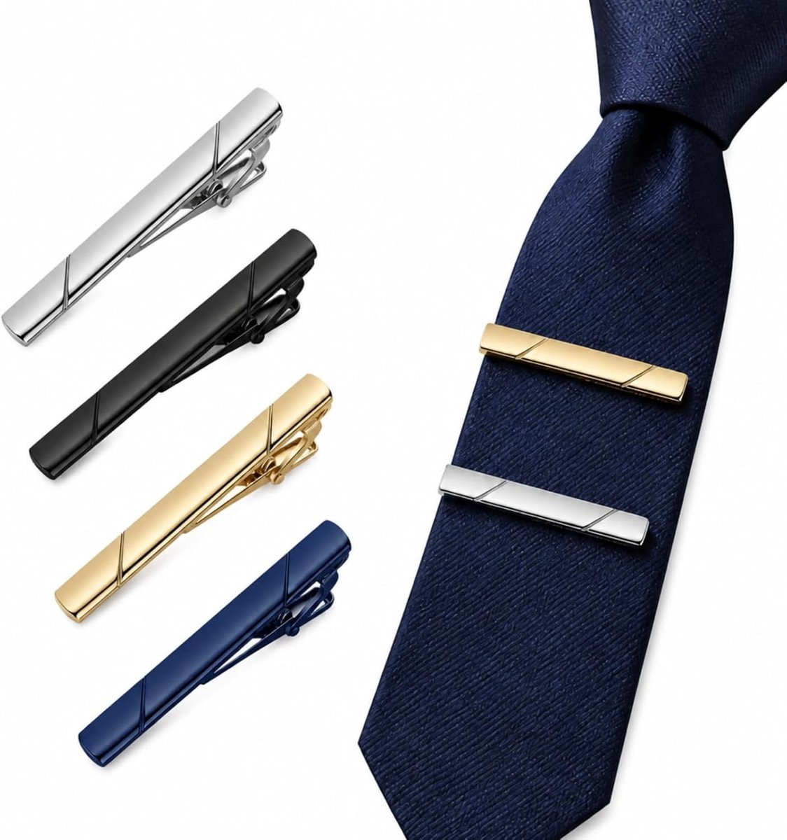 4 stuks dasspelden set stropdasspeld voor heren Tie Clip - Klassieke zakelijke stijl, geschikt als cadeau voor heren - ShopVlot