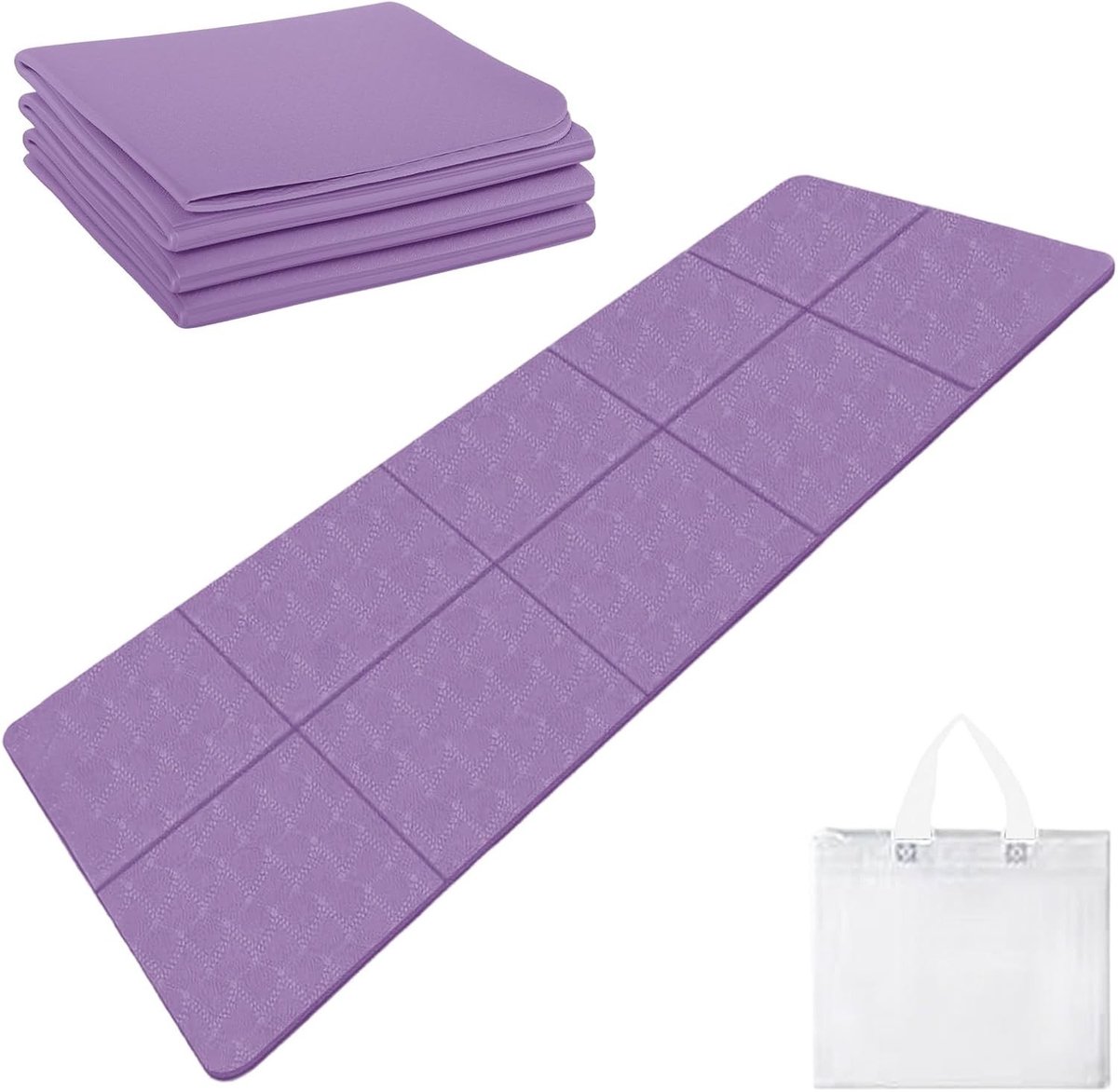 Vouwbare Yoga Mat 183 x 61 x 0.5cm - Antislip Fitnessmat voor Thuis, Sport en Reizen met Draagtas