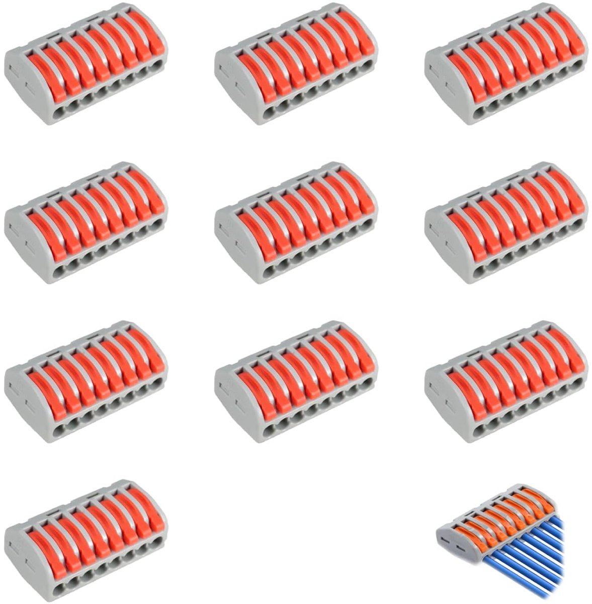 8-poorts elektrische kabelverbinders - compacte vlamvertragende nylon - snelle installatie - ideaal voor professionals - ShopVlot