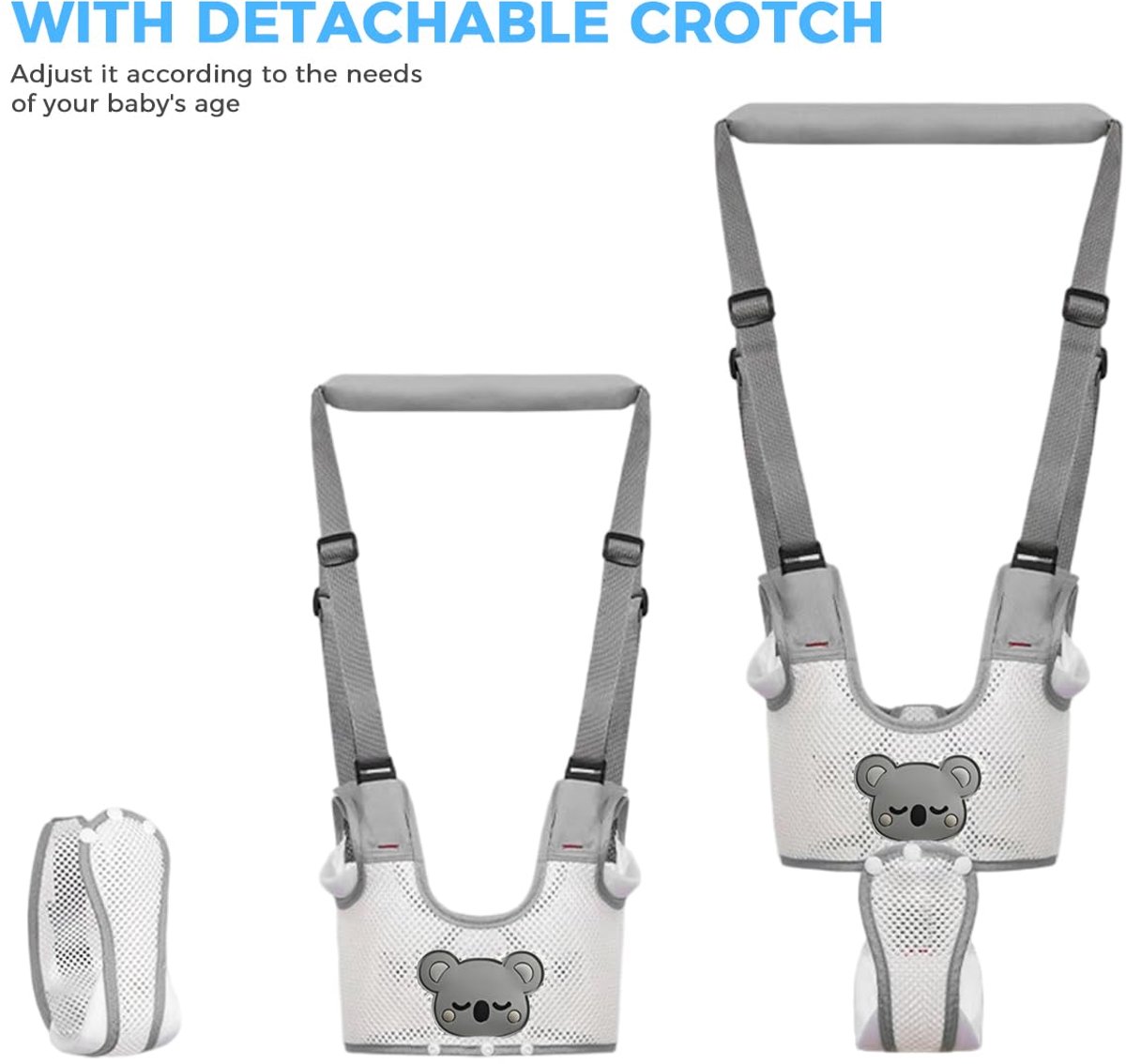 Baby Walker Assistant - Verstelbaar - Baby Walker Assistant - Baby Looptrainer - Leren Lopen - Baby Walker - Leren Lopen Assistent - Veilig Loopwagen Tuigje - Baby Assistent - Loopstoel Babywalker - Voor Peuters 9-24 Maanden - Grijs – foto 3